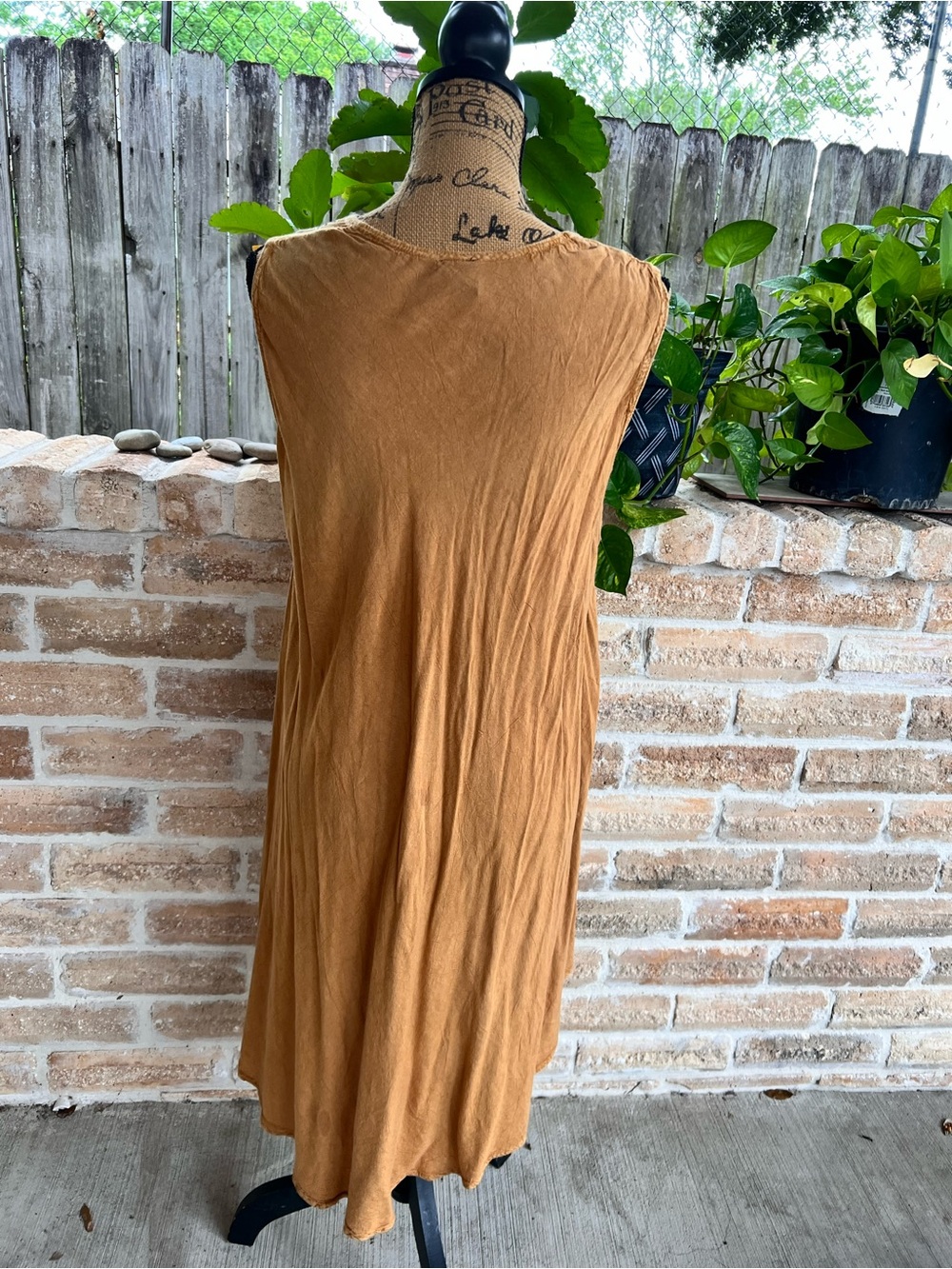 Boho Embroidered Sunburst Swing Dress in Camel - Picture 3 of 3